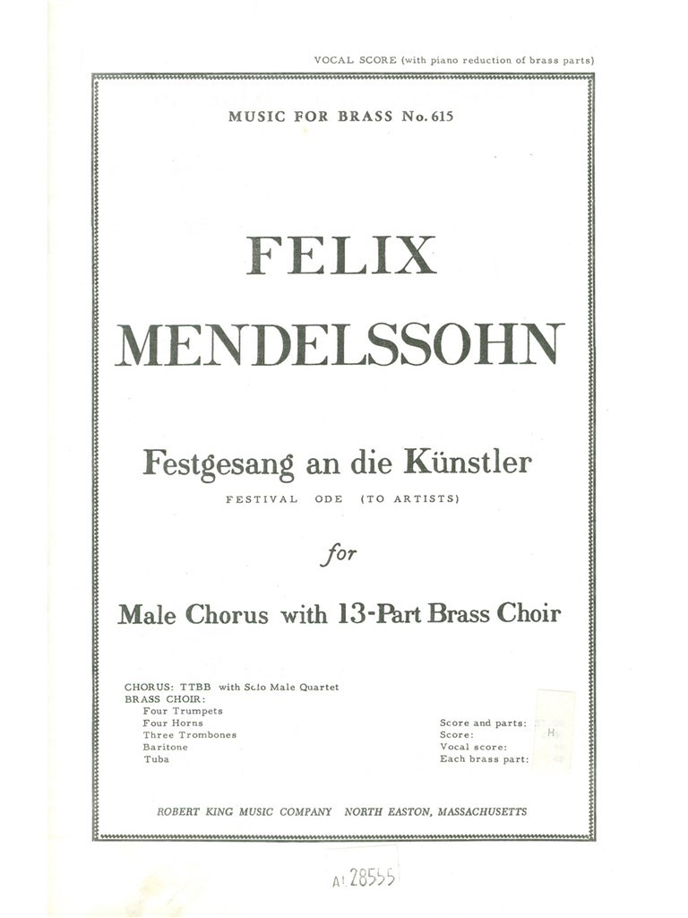 Festgesang An Die Kunstler